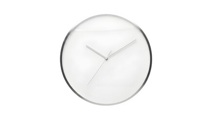 Minimalist white clock with a simple design isolated on transparent background to tell time