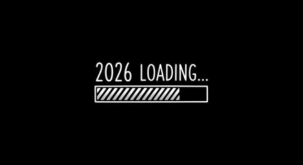 Anticipating the arrival of 2026 with a loading bar on a black background illustration