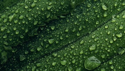 Verdant Surface, Glistening Drops. A Study in Texture and Reflective Form.
