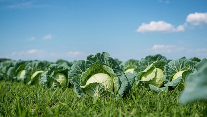 Verdant Textures. A Study in Organic Forms and Contrasting Green Hues, Under Sky.