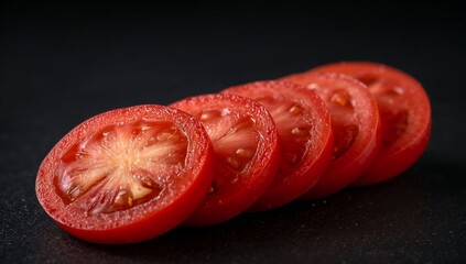 Vermilion Slices on a Dark Surface Circular Formations and Juxtaposed Textures.