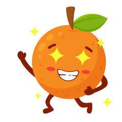 Cheerful Orange Cartoon Character with Starry Eyes Flat Illustration