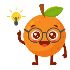 Cartoon Orange Character with Idea Flat Illustration