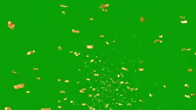 Awards & Recognition with golden confetti explosion on green screen distortion, overlay, glitch, static noise, scan lines black background, 4k animated video loop