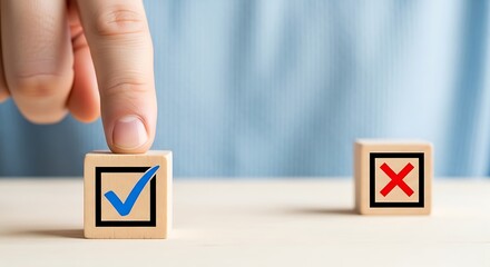 Finger selecting a checkbox with a checkmark