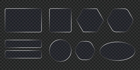 Shiny glass or metal frames in various shapes, perfect for ui