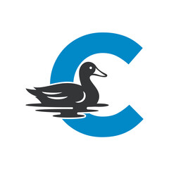 Initial Duck Logo combine with letter C vector template