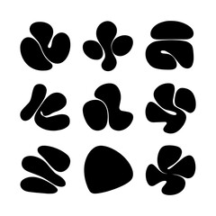 Unique black blob shapes arranged in a grid pattern for artistic design or creative inspiration