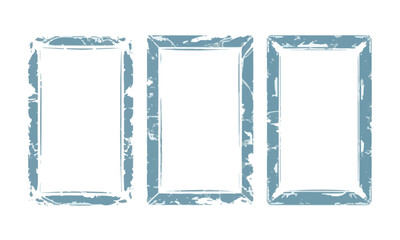 Simple vintage empty frames for creative design projects in soft blue color scheme