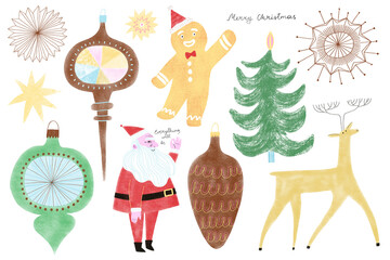 Holiday set with Christmas illustrations