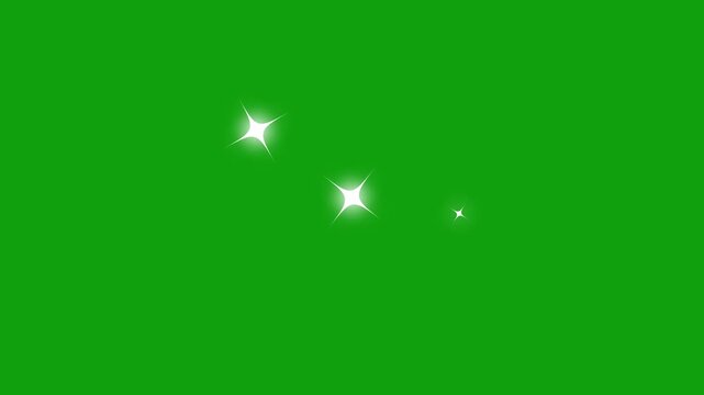 Twinkle Sparkling stars Shine animation and glowing light explosion effect on green screen background, cartoon sparkle doodles, comic flash bursts, bubbles bursts light trail, 2D shining effect. 4K