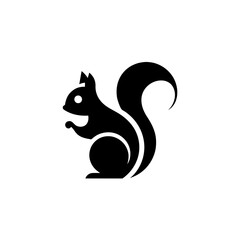 Silhouette of a squirrel with a bushy tail design on transparent background