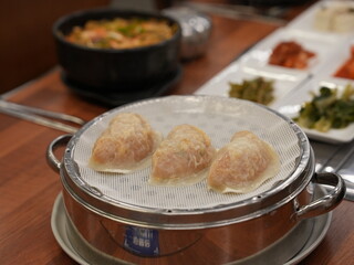 Korean style food. Steamed dumplings