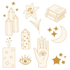 Esoteric astrological icon set, Astrology outline icon collection