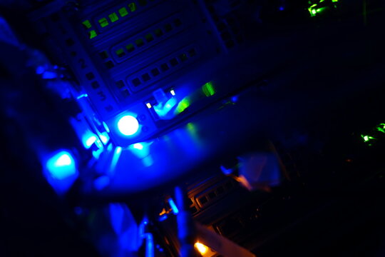 Blue and Green Lights on Server Equipment