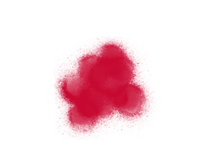 Bright red spray paint splatter texture on white background with artistic mist effect. Abstract aerosol stain pattern for creative design and digital artwork. Perfect for posters, graffiti, 