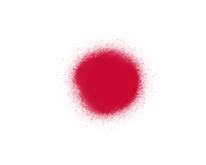 Bright red spray paint splatter texture on white background with artistic mist effect. Abstract aerosol stain pattern for creative design and digital artwork. Perfect for posters, graffiti, 