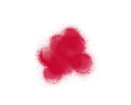 Bright red spray paint splatter texture on white background with artistic mist effect. Abstract aerosol stain pattern for creative design and digital artwork. Perfect for posters, graffiti,  - Powered by Adobe