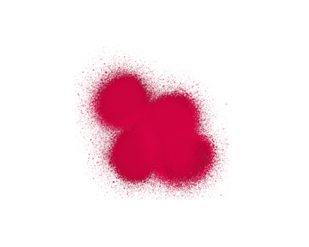 Bright red spray paint splatter texture on white background with artistic mist effect. Abstract aerosol stain pattern for creative design and digital artwork. Perfect for posters, graffiti, 