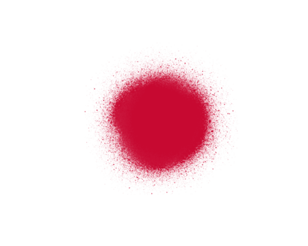 Bright red spray paint splatter texture on white background with artistic mist effect. Abstract aerosol stain pattern for creative design and digital artwork. Perfect for posters, graffiti, 