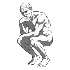 vector illustration of a man sit 