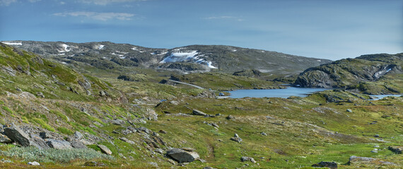 Norway, Landscape, Nature, Green,  mountain lake, blue sky, mountain, Runde, Runde Island, 