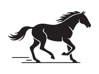 Running horse silhouette animation frames isolated on white background.