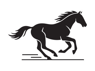 Running horse silhouette animation frames isolated on white background.