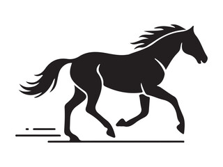 Running horse silhouette animation frames isolated on white background.