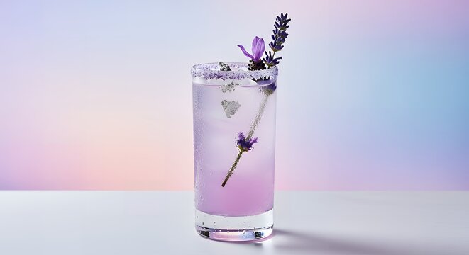 Elegant lavender cocktail with floral garnish, perfect for upscale events and relaxation