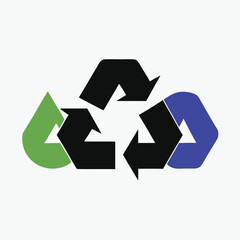 Recycling Symbol with Green Drop and Blue Triangle