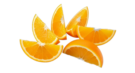 Several fresh juicy orange fruit slices arranged together.