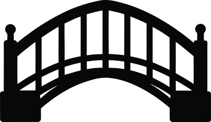 Elegant Arch Bridge Silhouette: Classic Architectural Design Vector Illustration For Construction, Landscaping Projects and Scenic Backgrounds