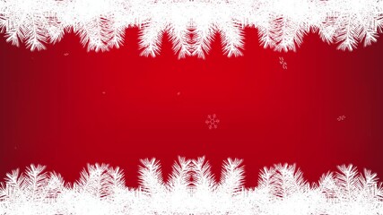 Elegant animated video Shimmering red background White pine branches move from top and bottom, leaving space in center for text. Soft snowflakes gently fall, creating festive atmosphere Copy space - Powered by Adobe