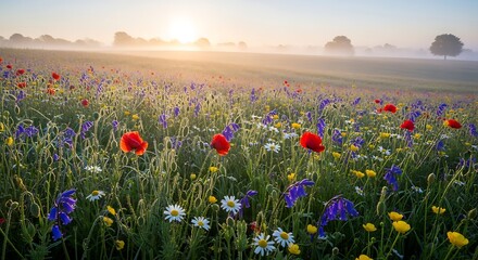Wildflower Meadow Sunrise Scene
