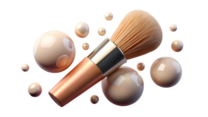 Cosmetic brush with pearls isolated on transparent background