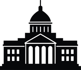 Capitol Building Silhouette: Government Icon for Civic Design and Political Themes Ideal for Educational Resources and Presentations