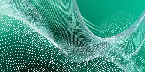 Sea green color background made of halftone dots and curved lines.
