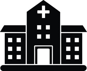 Obraz premium Hospital Building Vector Graphic, Icon of Healthcare, Medical Clinic, Emergency, Treatment, Service, Medicine, and Health