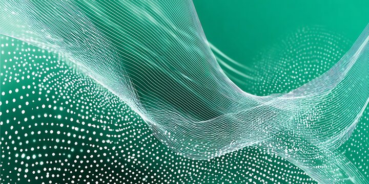 Sea green color background made of halftone dots and curved lines.