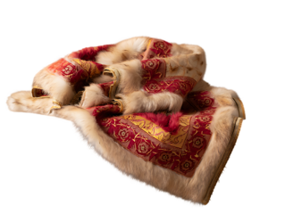 Traditional Kashmiri Fur shawl displayed on png background