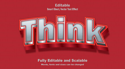 Think text effect idea, mind, brain and editable concept.