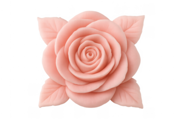 Pink fondant rose flower decoration with transparent background