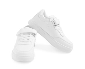 Pair of stylish kid's sneakers isolated on white