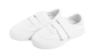 Pair of stylish kid's sneakers isolated on white