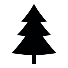 coniferous tree black and white silhouette cartoon illustration isolated