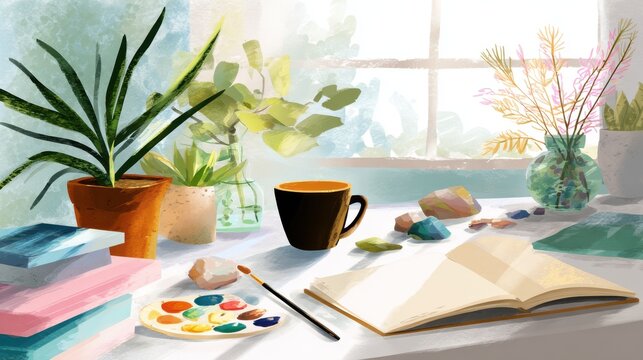 Peaceful workspace symbolizing rest, reflection, and inspiration.