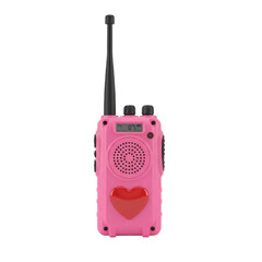 A vibrant pink walkie talkie with a charming heart emblem, perfect for playful communication