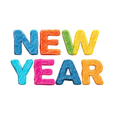 New Year candy colorful sign isolated on a transparent background