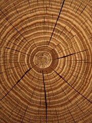 Fototapeta premium Extreme Close-Up of Tree Stump with Detailed Growth Rings and Wood Grain